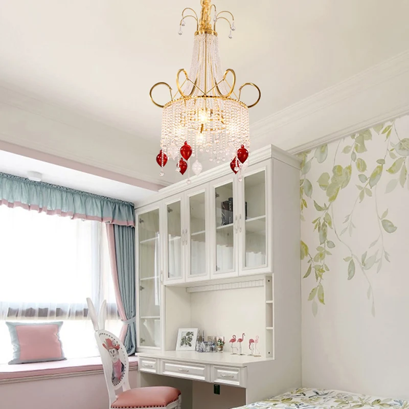 Gouden kralen kroonluchter hanglamp landelijk kristal 4 lampen woonkamer plafond hangarmatuur Clearhalo
