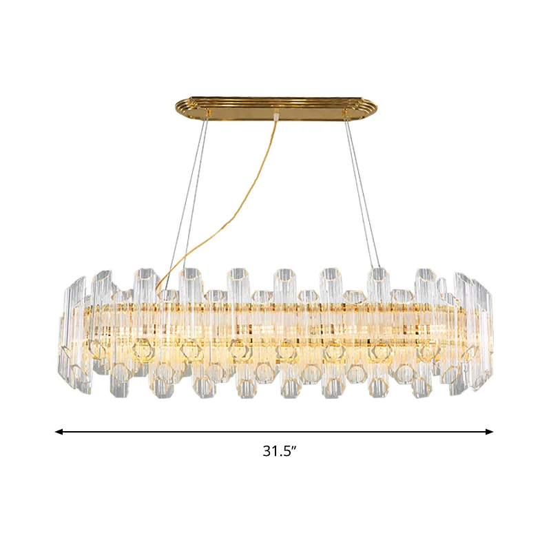 Gouden lineaire kroonluchter licht modernisme 10 koppen helder kristal LED-hanglamp voor woonkamer Clearhalo