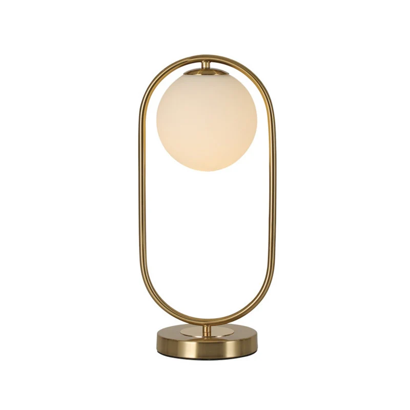 Gouden ovale metalen tafelverlichting Luxe 1-lamp ondoorzichtige glazen nachtlamp voor de woonkamer Clearhalo