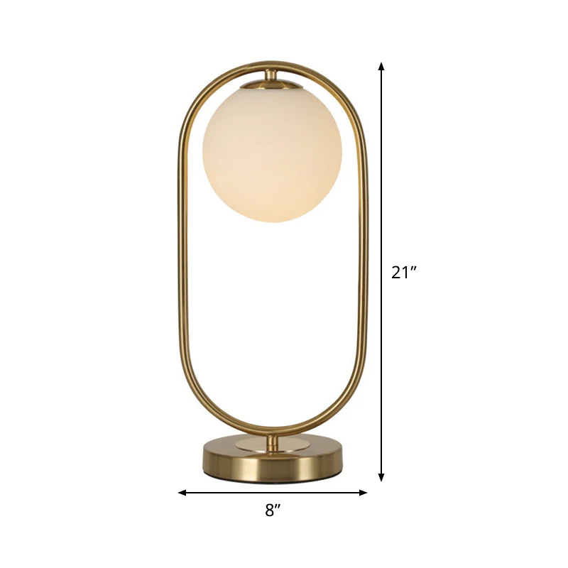 Gouden ovale metalen tafelverlichting Luxe 1-lamp ondoorzichtige glazen nachtlamp voor de woonkamer Clearhalo