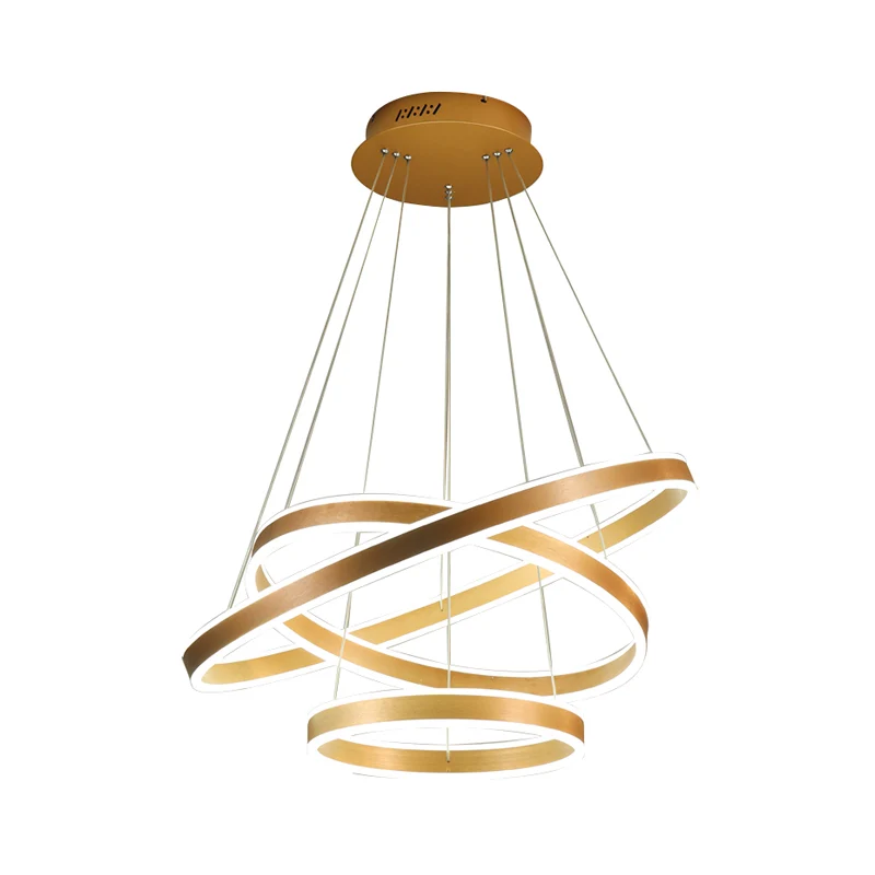 Gouden ring hanglampset postmodern acryl LED-hanglicht warm/wit licht voor woonkamer Clearhalo