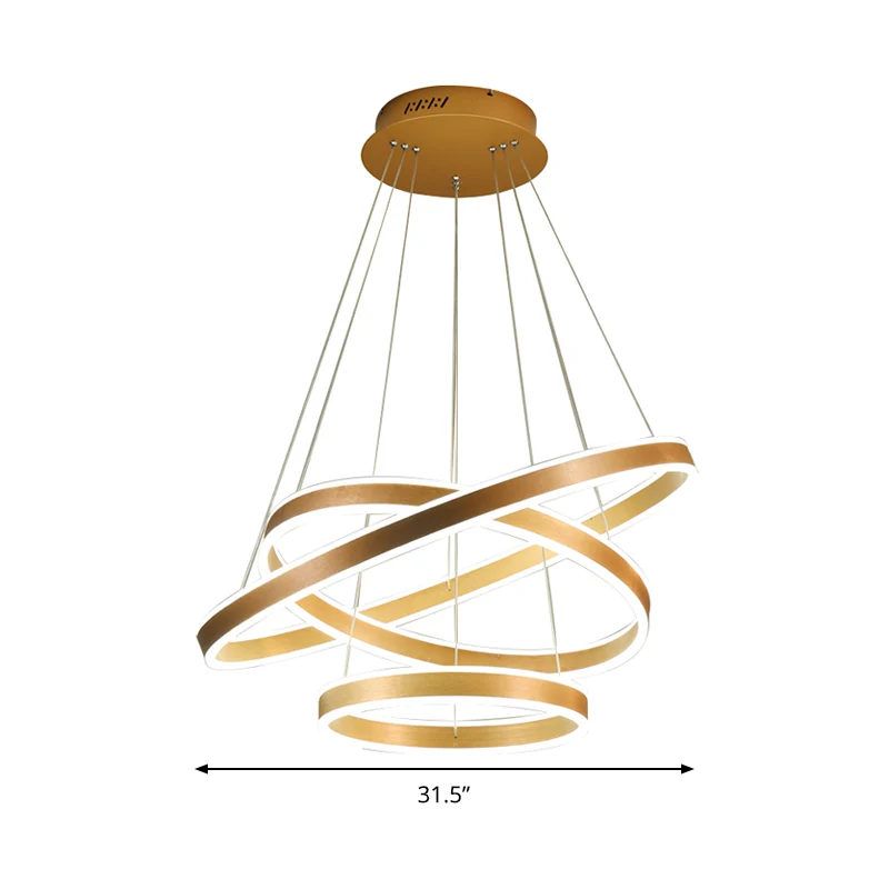 Gouden ring hanglampset postmodern acryl LED-hanglicht warm/wit licht voor woonkamer Clearhalo
