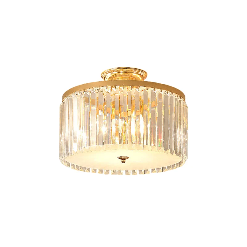 Gouden ronde semi-gemonteerde verlichting hedendaagse kristallen staaf LED-plafondarmatuur voor slaapkamer Clearhalo