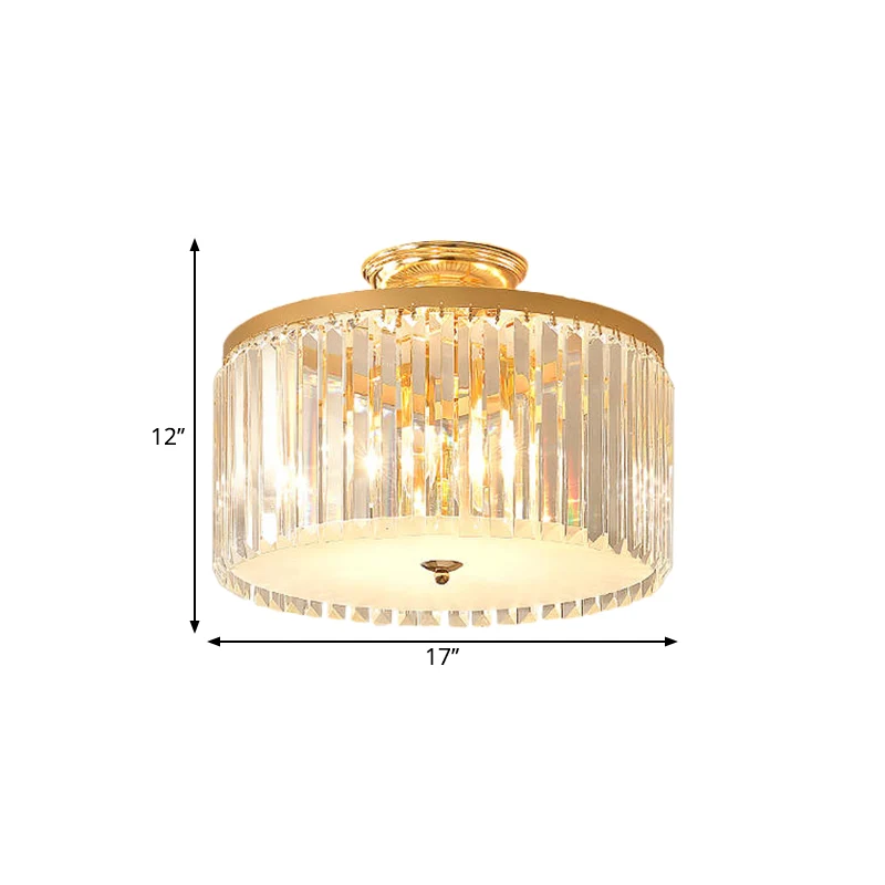 Gouden ronde semi-gemonteerde verlichting hedendaagse kristallen staaf LED-plafondarmatuur voor slaapkamer Clearhalo