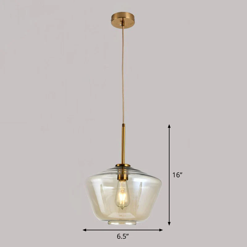 Gouden ruitvormige postmoderne postmoderne hangende plafondlamp met 3 lampen van geblazen glas Clearhalo