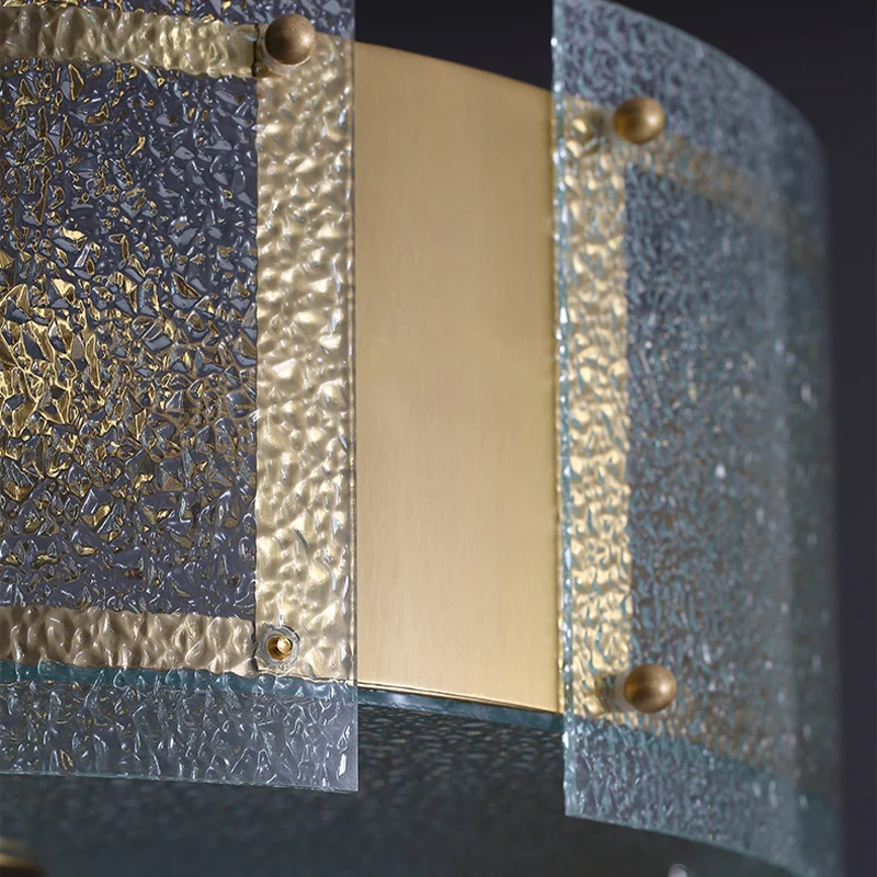 Gouden semi-inbouw Drum Light Simplicity 4-lichts waterglas plafondgemonteerd armatuur Clearhalo