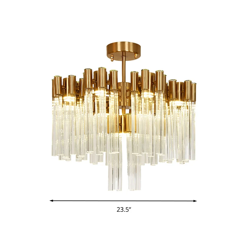 Gouden Sputnik semi-inbouwlamp postmodern 7-kops gecanneleerd kristallen plafondlamparmatuur Clearhalo