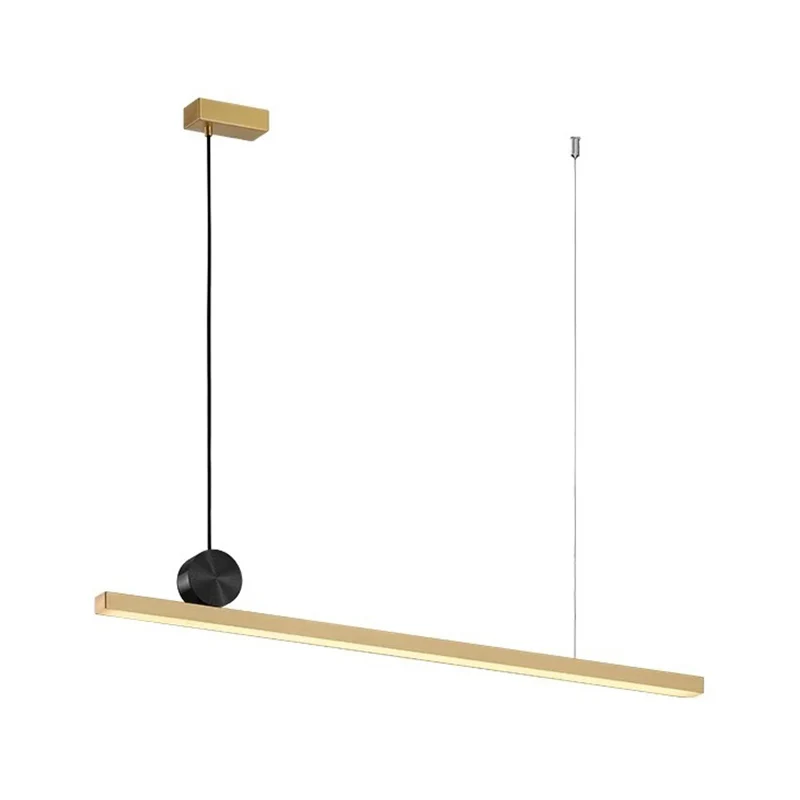 Goudkleurige lineaire hangende verlichting Minimalistische 34,5"/46,5" brede LED acryl boven eilandverlichting Clearhalo