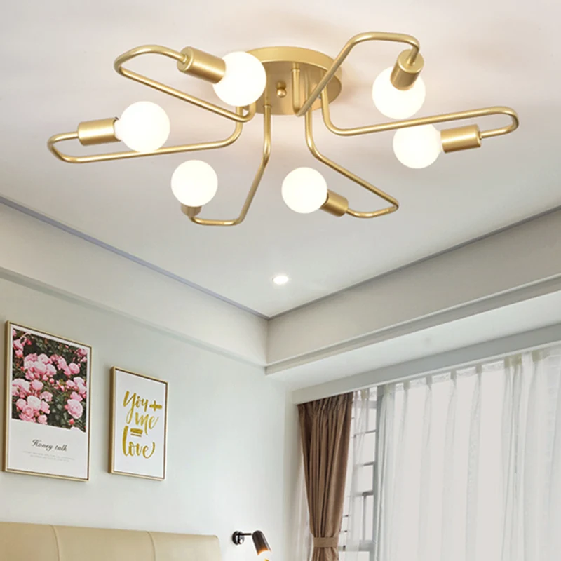 Goud/zwart/wit Sputnik semi-inbouw plafondlamp eigentijds 6-lichts metalen plafondinbouwmontage voor slaapkamer Clearhalo