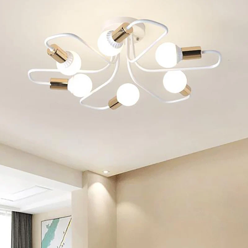 Goud/zwart/wit Sputnik semi-inbouw plafondlamp eigentijds 6-lichts metalen plafondinbouwmontage voor slaapkamer Clearhalo