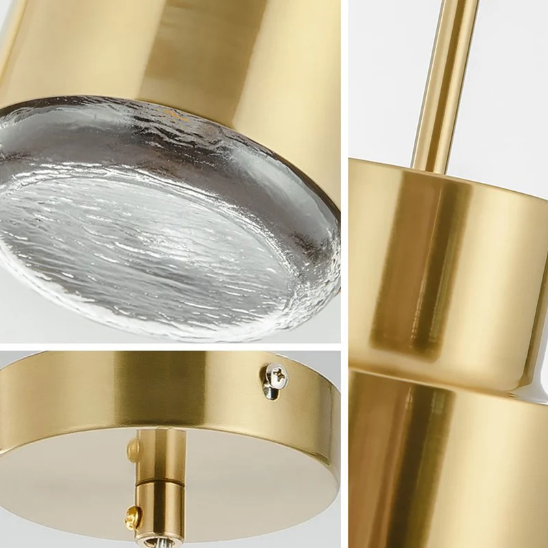 Granaatvormige druppelhanger, postmodern metaal, 1-lichts gouden slingerlamp met glazen diffuser Clearhalo