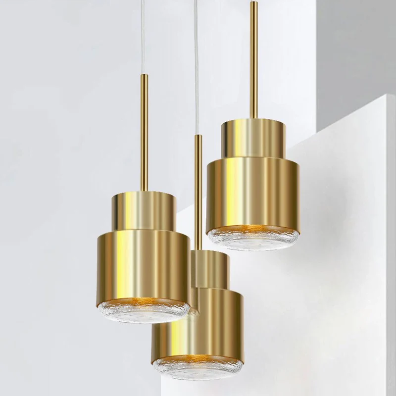 Granaatvormige druppelhanger, postmodern metaal, 1-lichts gouden slingerlamp met glazen diffuser Clearhalo