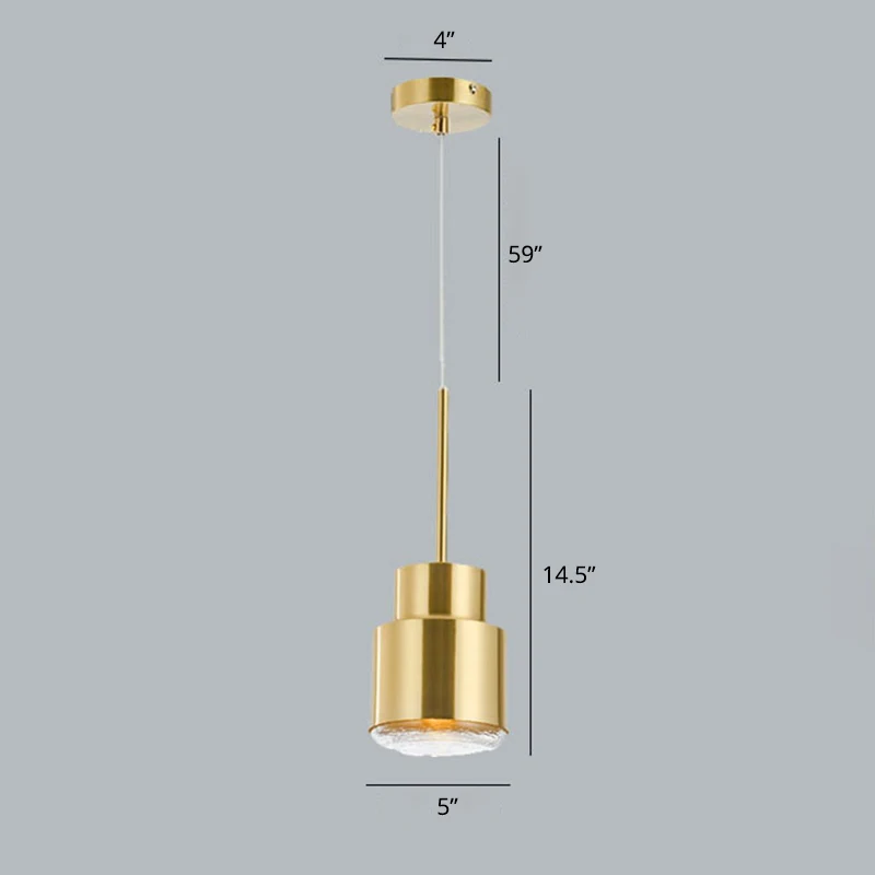 Granaatvormige druppelhanger, postmodern metaal, 1-lichts gouden slingerlamp met glazen diffuser Clearhalo