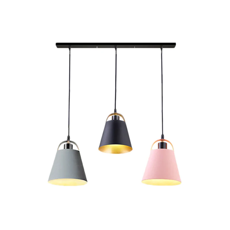 Grijs/blauwe emmer plafondlamp eigentijdse stijl metallic 3 lampen woonkamer hanglamp Clearhalo