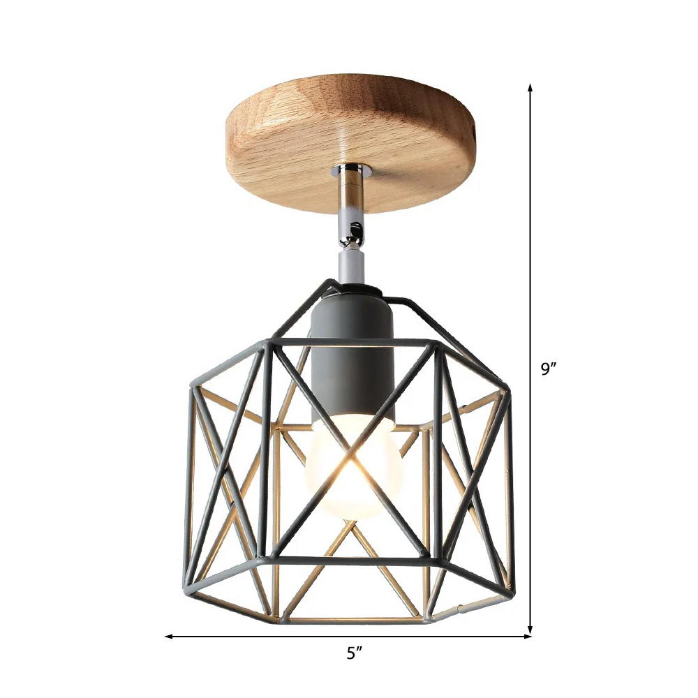 Grijs/Wit/Roze/Geel/Blauw/Groen Zeshoekig Plafondlamp Armatuur Metaal Modernistisch 1 Hoofd Semi Inbouw Plafondlamp voor S...