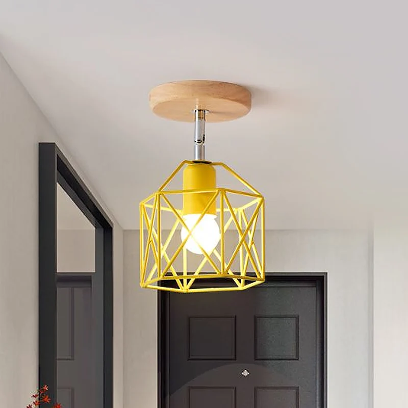 Grijs/Wit/Roze/Geel/Blauw/Groen Zeshoekig Plafondlamp Armatuur Metaal Modernistisch 1 Hoofd Semi Inbouw Plafondlamp voor S...