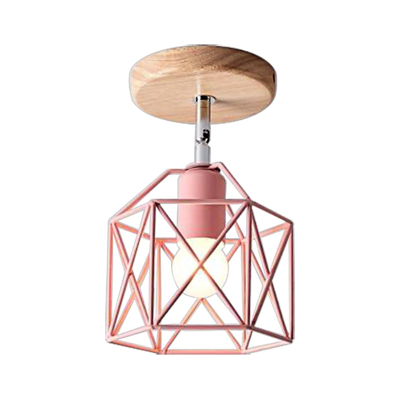 Grijs/Wit/Roze/Geel/Blauw/Groen Zeshoekig Plafondlamp Armatuur Metaal Modernistisch 1 Hoofd Semi Inbouw Plafondlamp voor S...