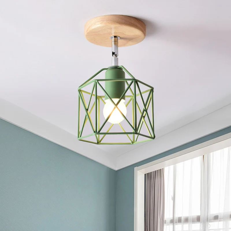 Grijs/Wit/Roze/Geel/Blauw/Groen Zeshoekig Plafondlamp Armatuur Metaal Modernistisch 1 Hoofd Semi Inbouw Plafondlamp voor S...