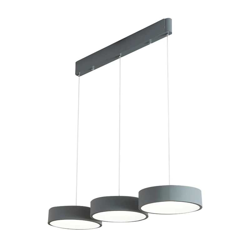 Grijze Drum Multi Light Hanglamp Eenvoud LED-metalen hanglamp met ronde/lineaire luifel Clearhalo