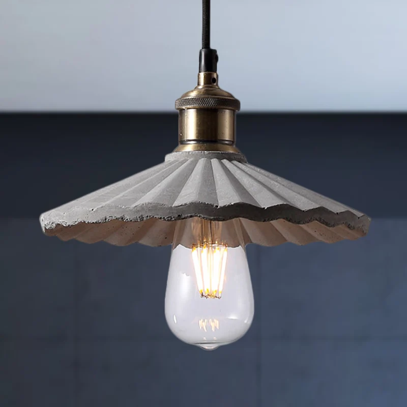 Grijze geschulpte hangende lamp Industrieel Cement 1 licht Keukenophanglamp Clearhalo