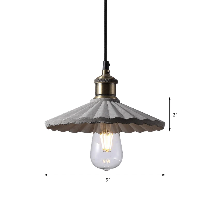 Grijze geschulpte hangende lamp Industrieel Cement 1 licht Keukenophanglamp Clearhalo