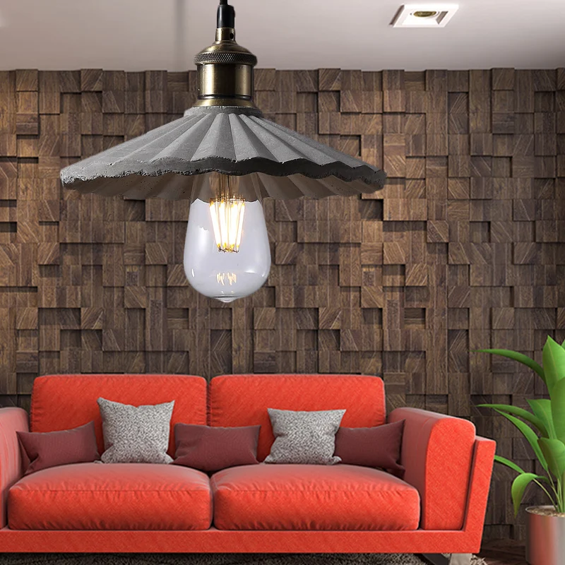 Grijze geschulpte hangende lamp Industrieel Cement 1 licht Keukenophanglamp Clearhalo