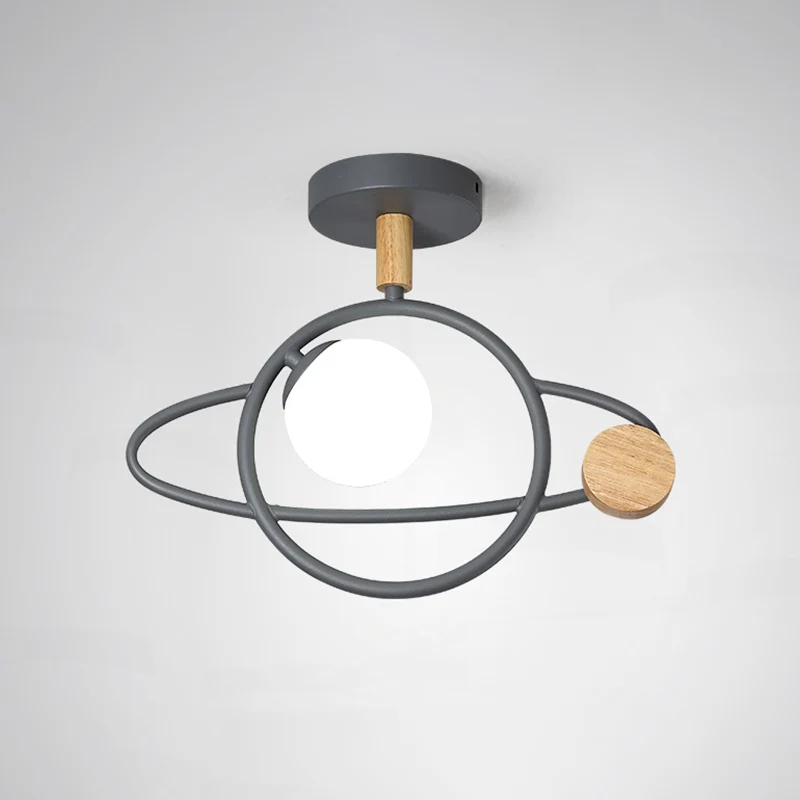 Grijze Planet Orbit semi-inbouw eigentijds 1-kops metalen plafondgemonteerd armatuur Clearhalo