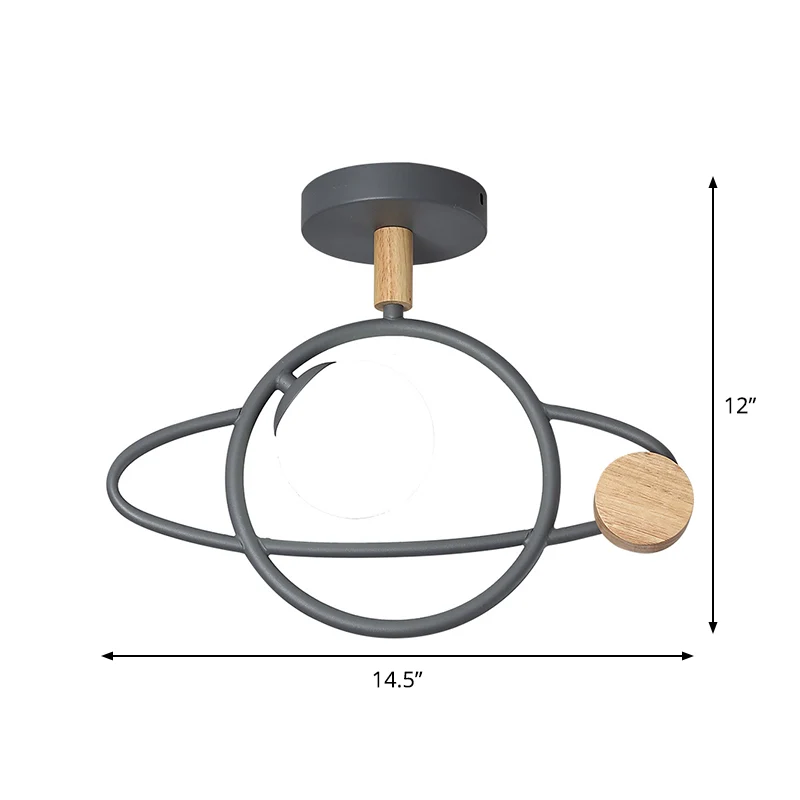 Grijze Planet Orbit semi-inbouw eigentijds 1-kops metalen plafondgemonteerd armatuur Clearhalo