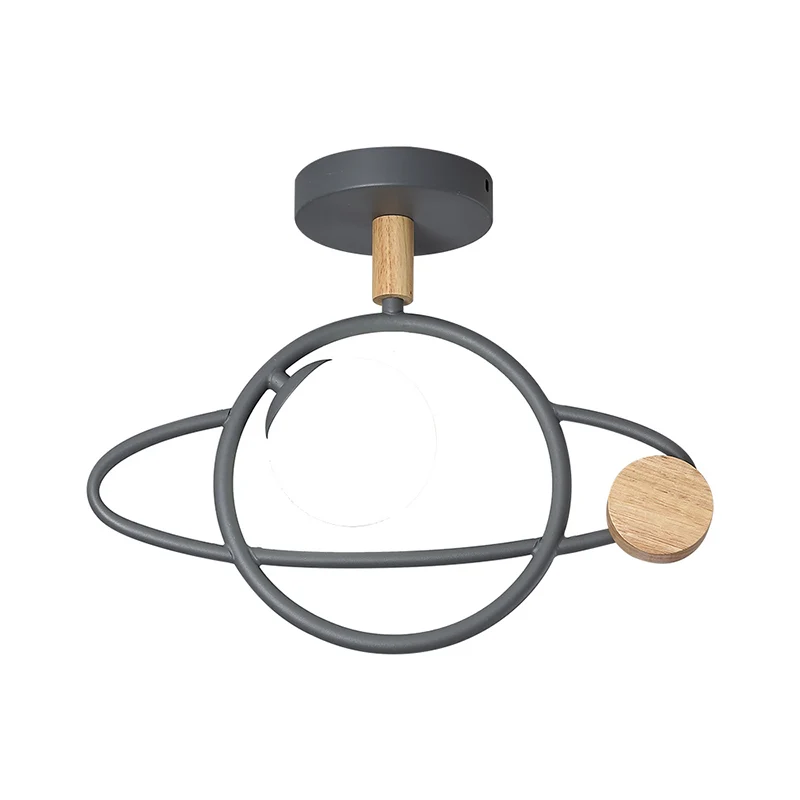 Grijze Planet Orbit semi-inbouw eigentijds 1-kops metalen plafondgemonteerd armatuur Clearhalo