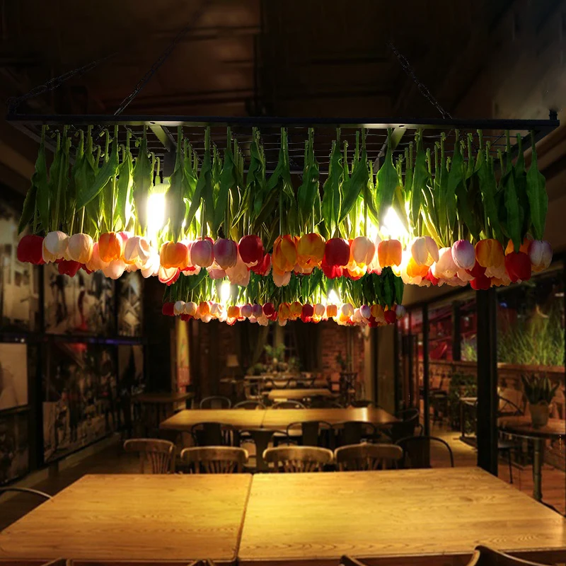 Groene 3-lichts hangende kroonluchter industriële metalen tulp LED-hangende lichtarmatuur voor restaurant Clearhalo