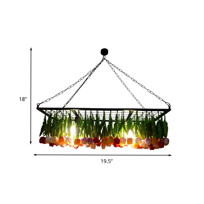 Groene 3-lichts hangende kroonluchter industriële metalen tulp LED-hangende lichtarmatuur voor restaurant Clearhalo