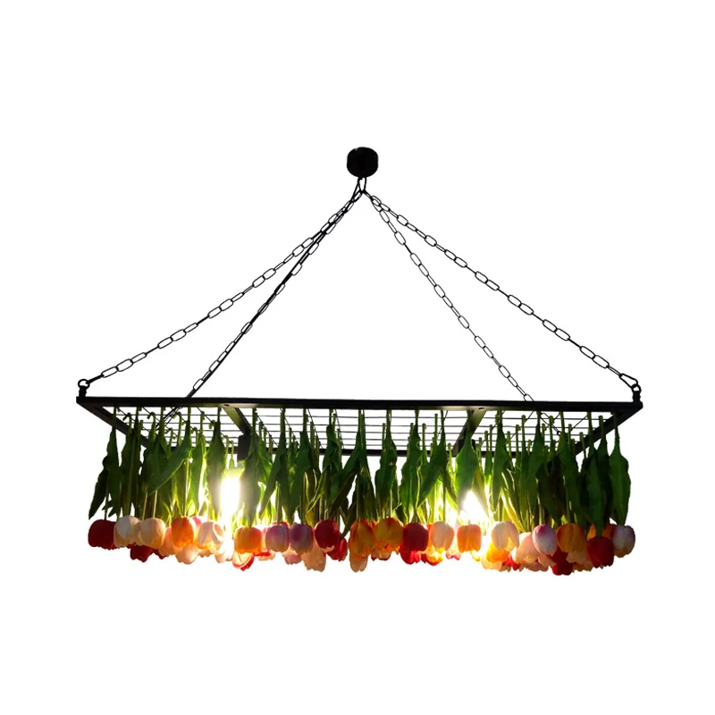 Groene 3-lichts hangende kroonluchter industriële metalen tulp LED-hangende lichtarmatuur voor restaurant Clearhalo