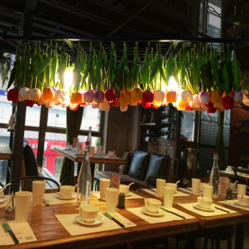Groene 3-lichts hangende kroonluchter industriële metalen tulp LED-hangende lichtarmatuur voor restaurant Clearhalo