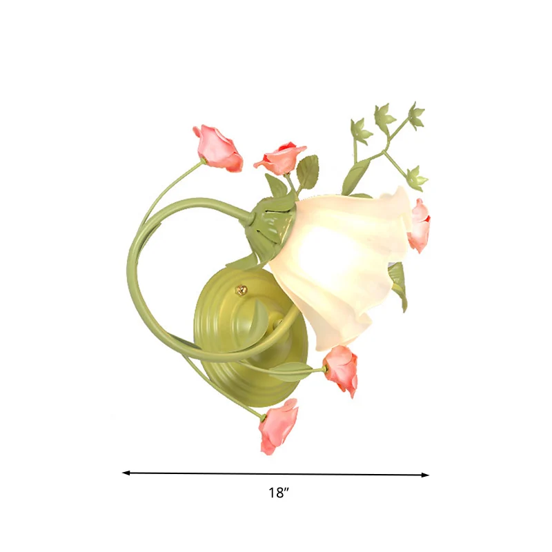 Groene geschulpte wandlamp traditioneel wit glas 1 kop woonkamer wandkandelaar verlichting Clearhalo