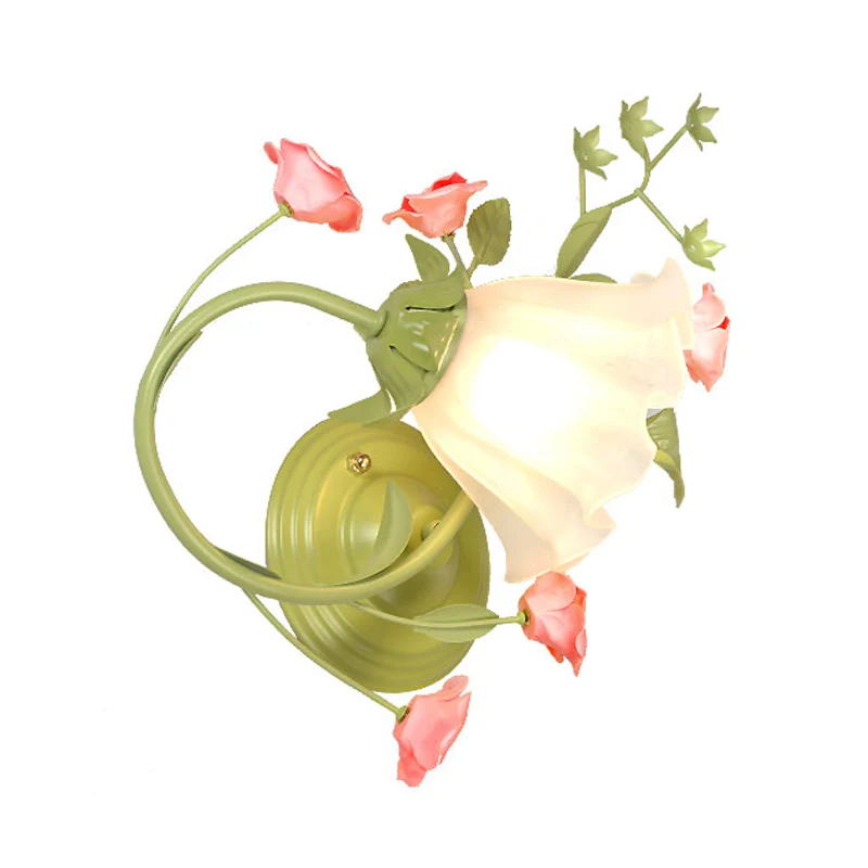 Groene geschulpte wandlamp traditioneel wit glas 1 kop woonkamer wandkandelaar verlichting Clearhalo