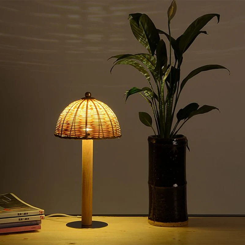 Halfrond Bureaulamp Chinees Bamboe 1 Lamp Taakverlichting Hout voor Eetkamer Clearhalo
