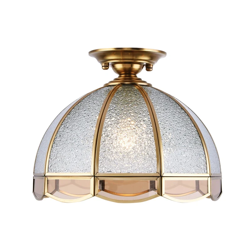 Halfronde foyerplafondarmatuur Traditioneel louche glas, 1-lichts semi-inbouwlamp met geschulpte rand Clearhalo