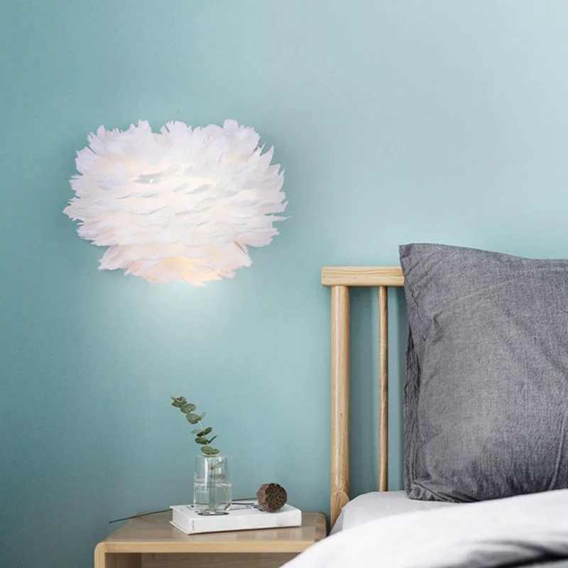 Halfronde wandlamp Nordic Feather 1 lamp witte wandkandelaar verlichting Clearhalo