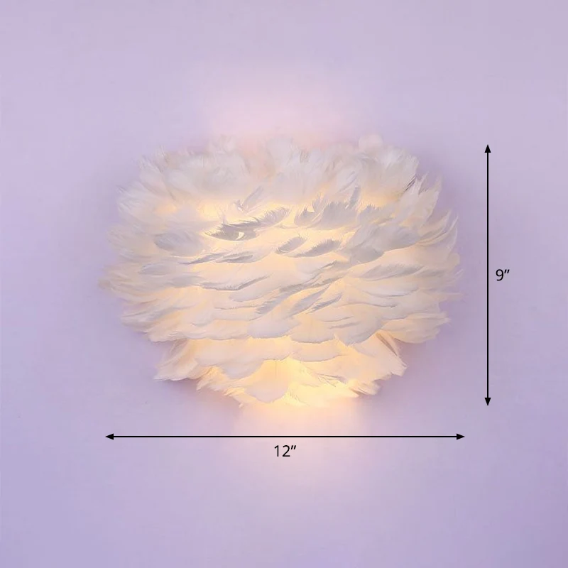 Halfronde wandlamp Nordic Feather 1 lamp witte wandkandelaar verlichting Clearhalo