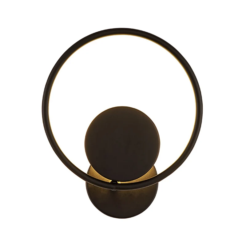 Halo Ring Metallic Sconce Light Minimalistische zwarte geïntegreerde LED-wandlamp warm/wit licht Clearhalo