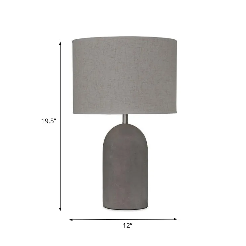 Halve capsule cementtafelverlichting Moderne enkele grijze nachtlamp met trommelstof lampenkap Clearhalo