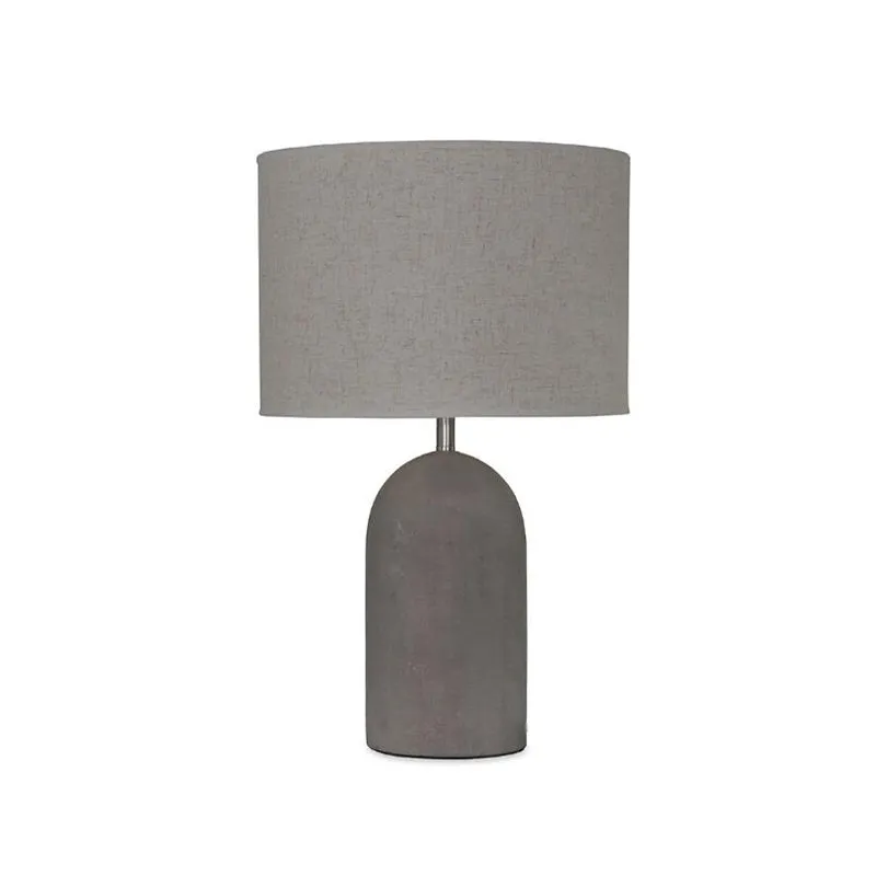 Halve capsule cementtafelverlichting Moderne enkele grijze nachtlamp met trommelstof lampenkap Clearhalo