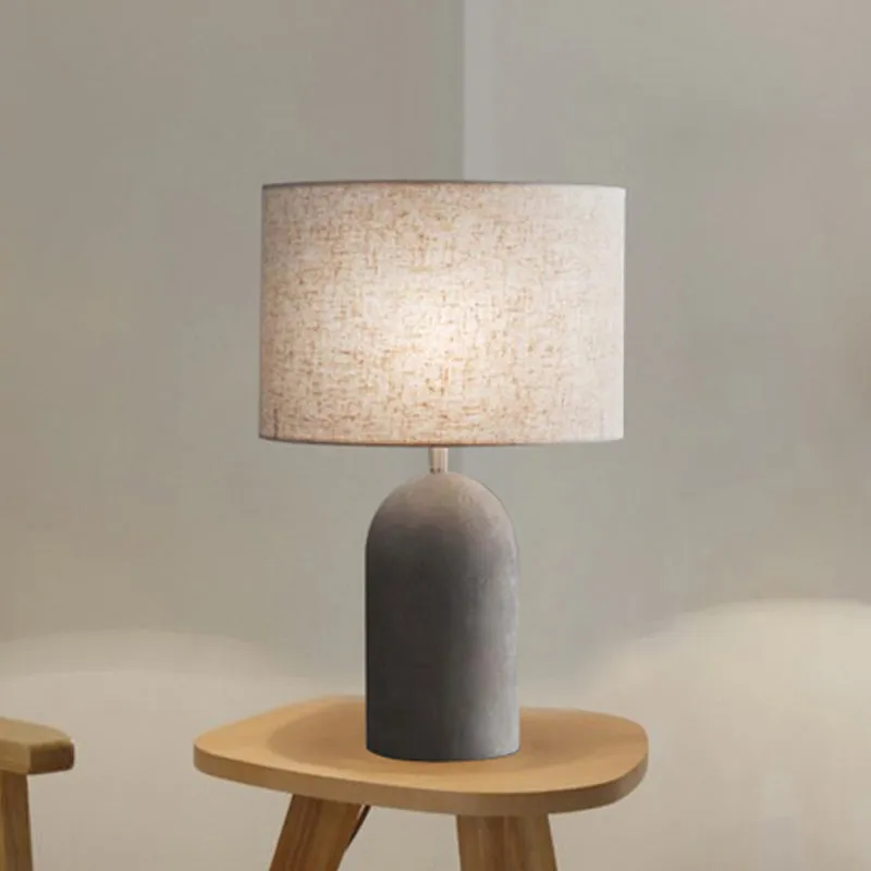 Halve capsule cementtafelverlichting Moderne enkele grijze nachtlamp met trommelstof lampenkap Clearhalo