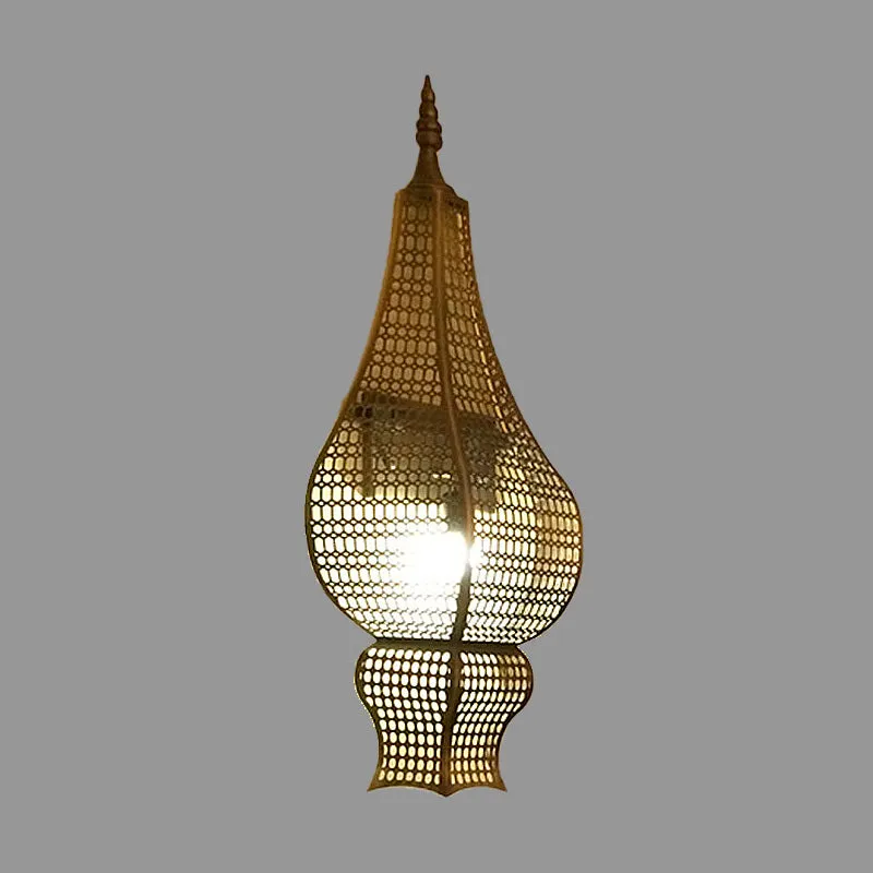 Halve vaas gang wandverlichting vintage metalen gaas 1-kops messing afwerking Arabische schans Clearhalo