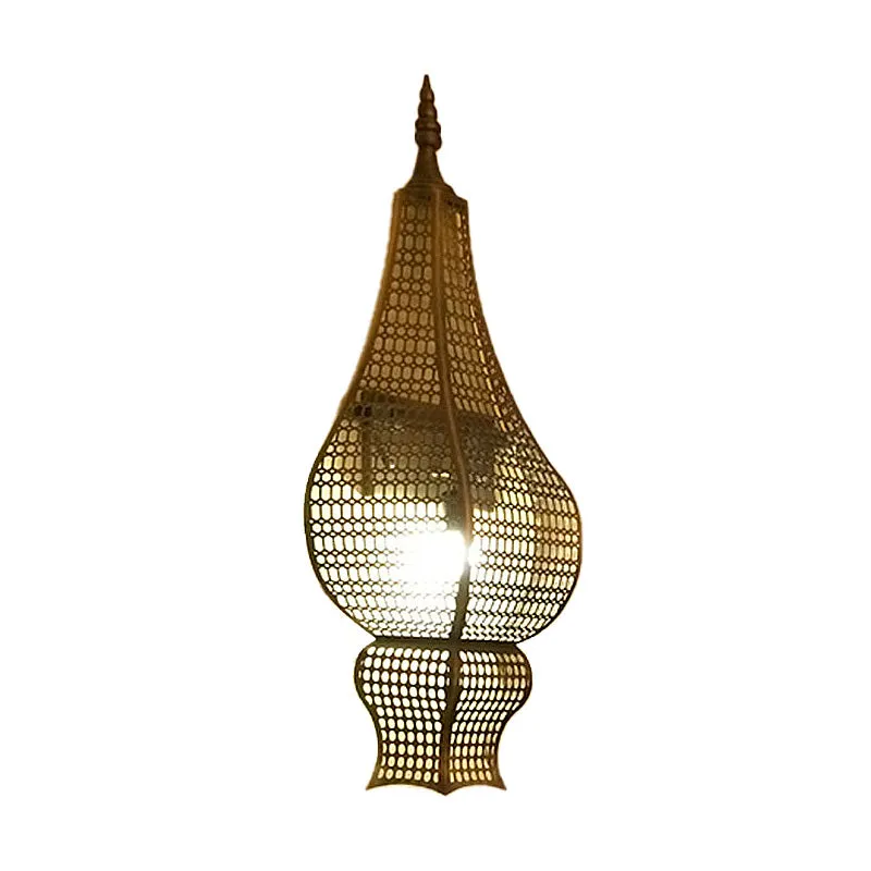 Halve vaas gang wandverlichting vintage metalen gaas 1-kops messing afwerking Arabische schans Clearhalo