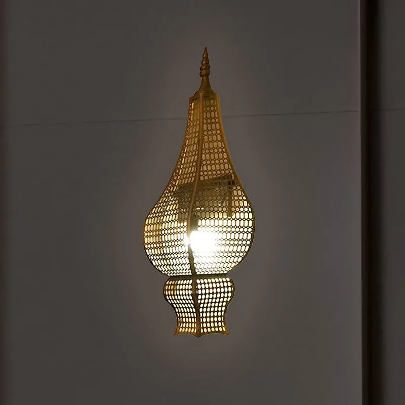 Halve vaas gang wandverlichting vintage metalen gaas 1-kops messing afwerking Arabische schans Clearhalo