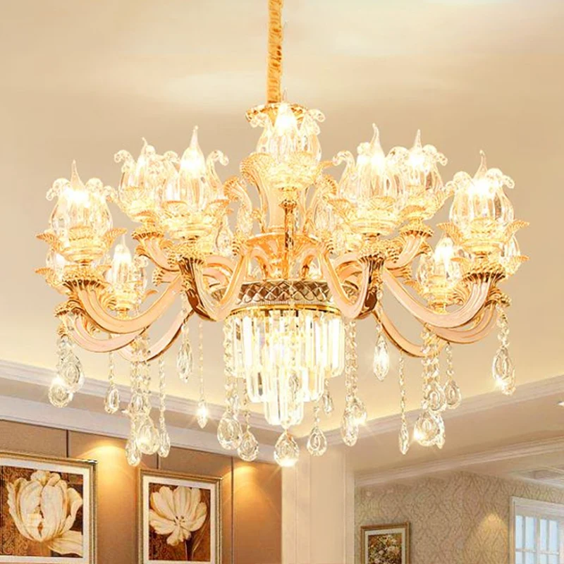 Handgeblazen glas verweerde zinken kroonluchter hanglamp, bloemen vintage hanglamp met kristallen accent Clearhalo