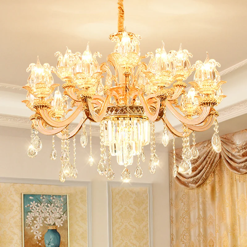Handgeblazen glas verweerde zinken kroonluchter hanglamp, bloemen vintage hanglamp met kristallen accent Clearhalo