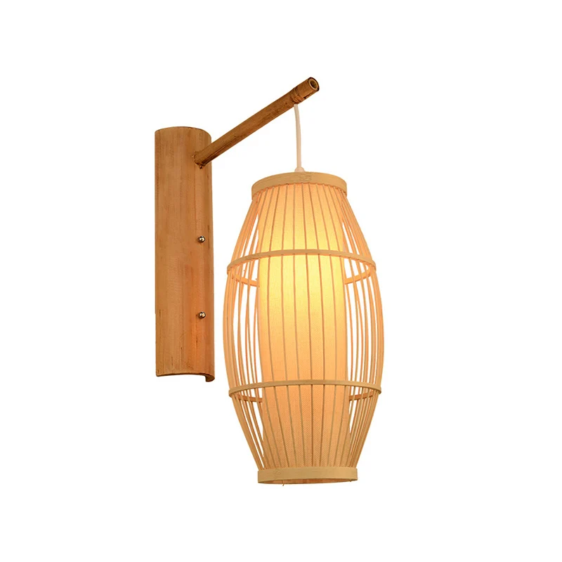 Handgemaakte bamboe wandlamp Scandinavische stijl, 1 lamp, houten wandlamp voor gang Clearhalo