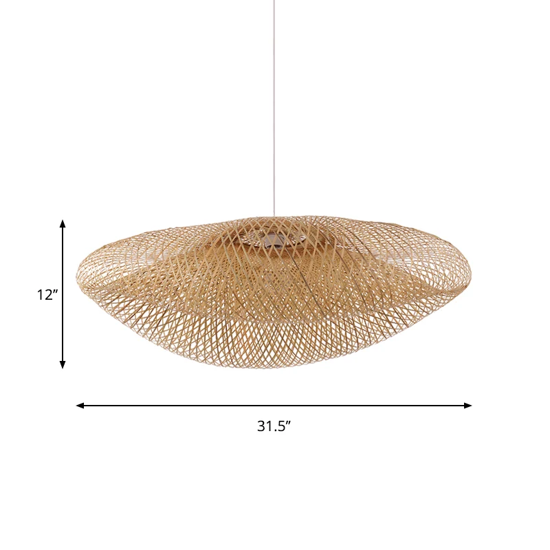 Handgemaakte hangverlichting Traditioneel bamboe 1-lamps houten hangende plafondlamp Clearhalo